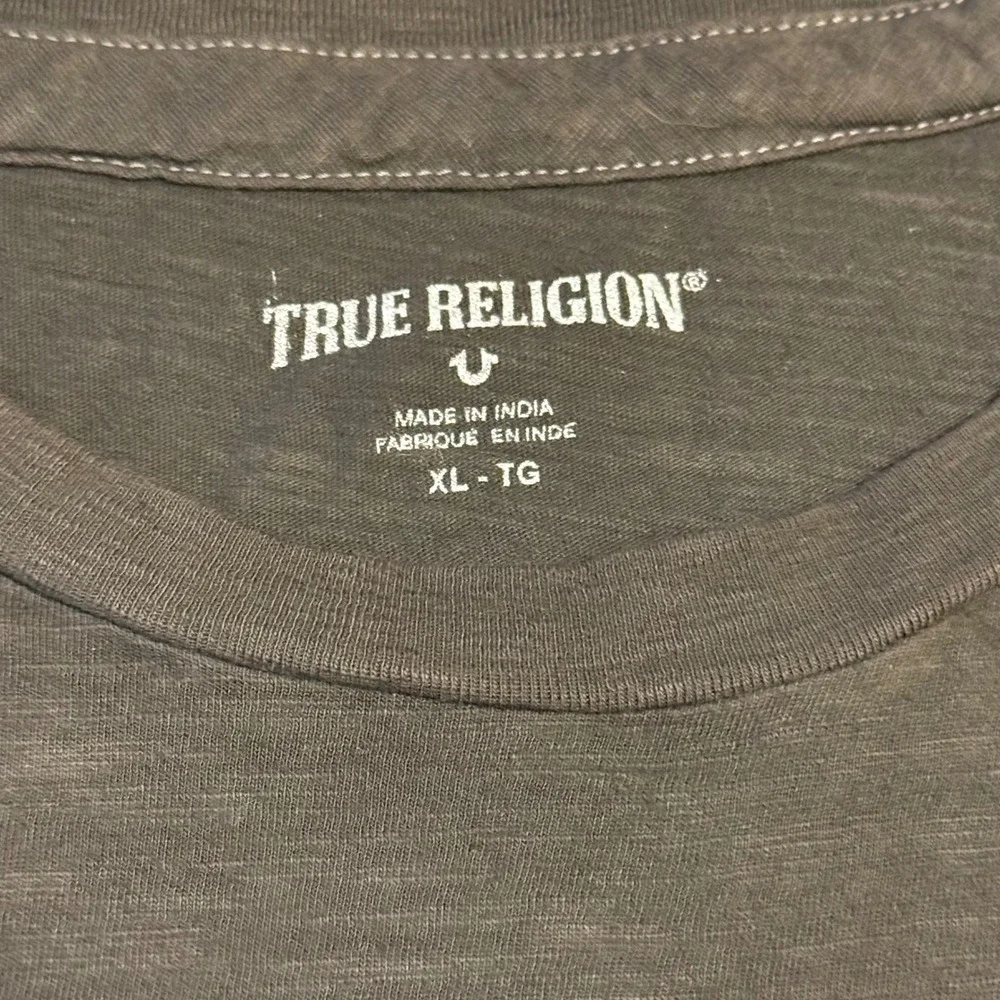 True‎ Religion Men XL Graphic Print Cut Up Buddha Tee Shirt Charcoal Gray